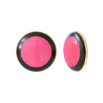 Boucles d'Oreilles clio métal doré résine noire rose