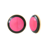Boucles d'Oreilles clio métal doré résine noire rose