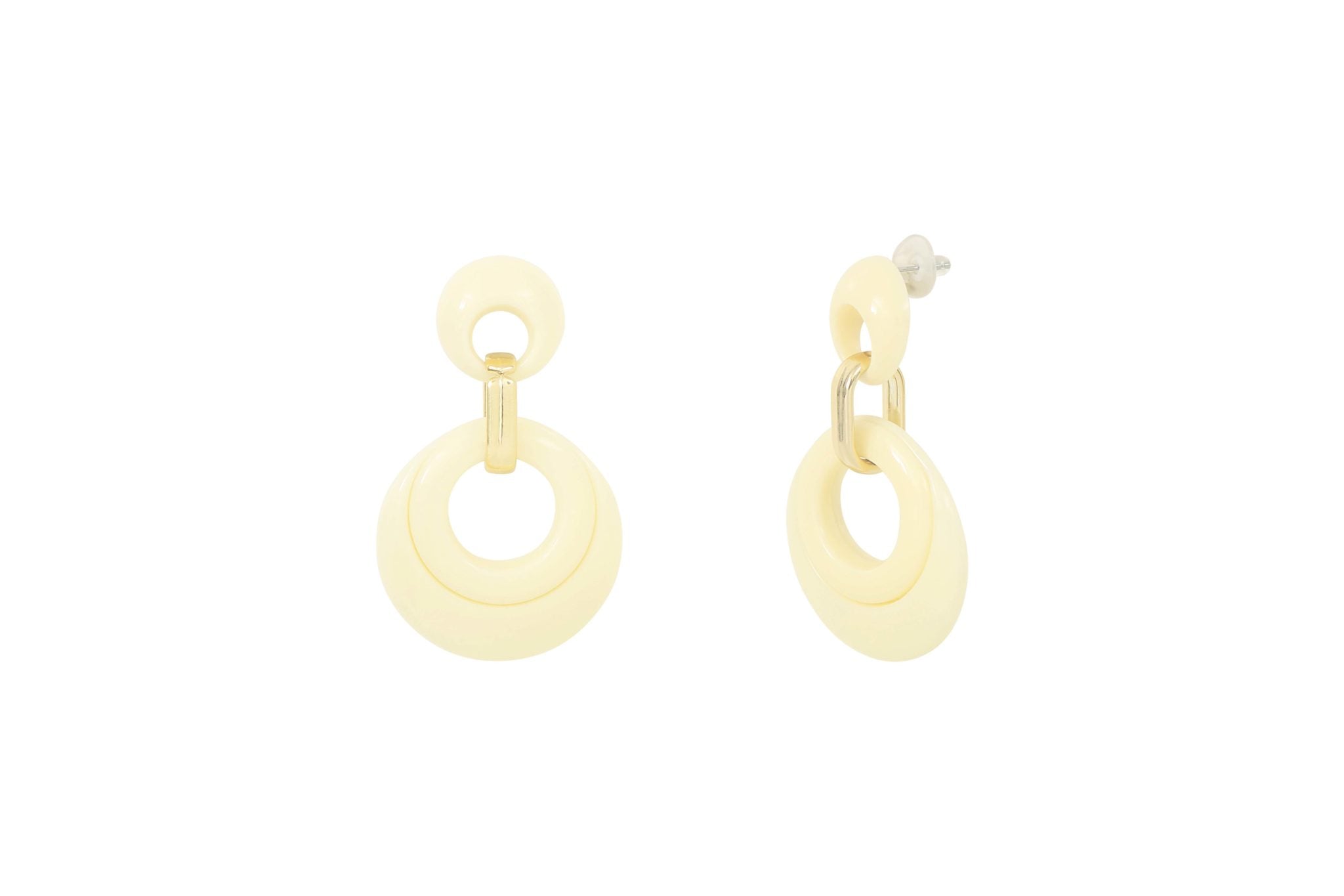 Boucles d'oreilles acier acétate crême et Or
