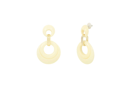 Cream and Gold Acetate Steel Earrings