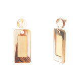 Boucles d'Oreilles laiton doré acétate façon corne