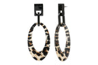 Black-brown tiger acetate steel earrings