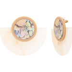 Boucles d'Oreilles Acier acétate beige nacre