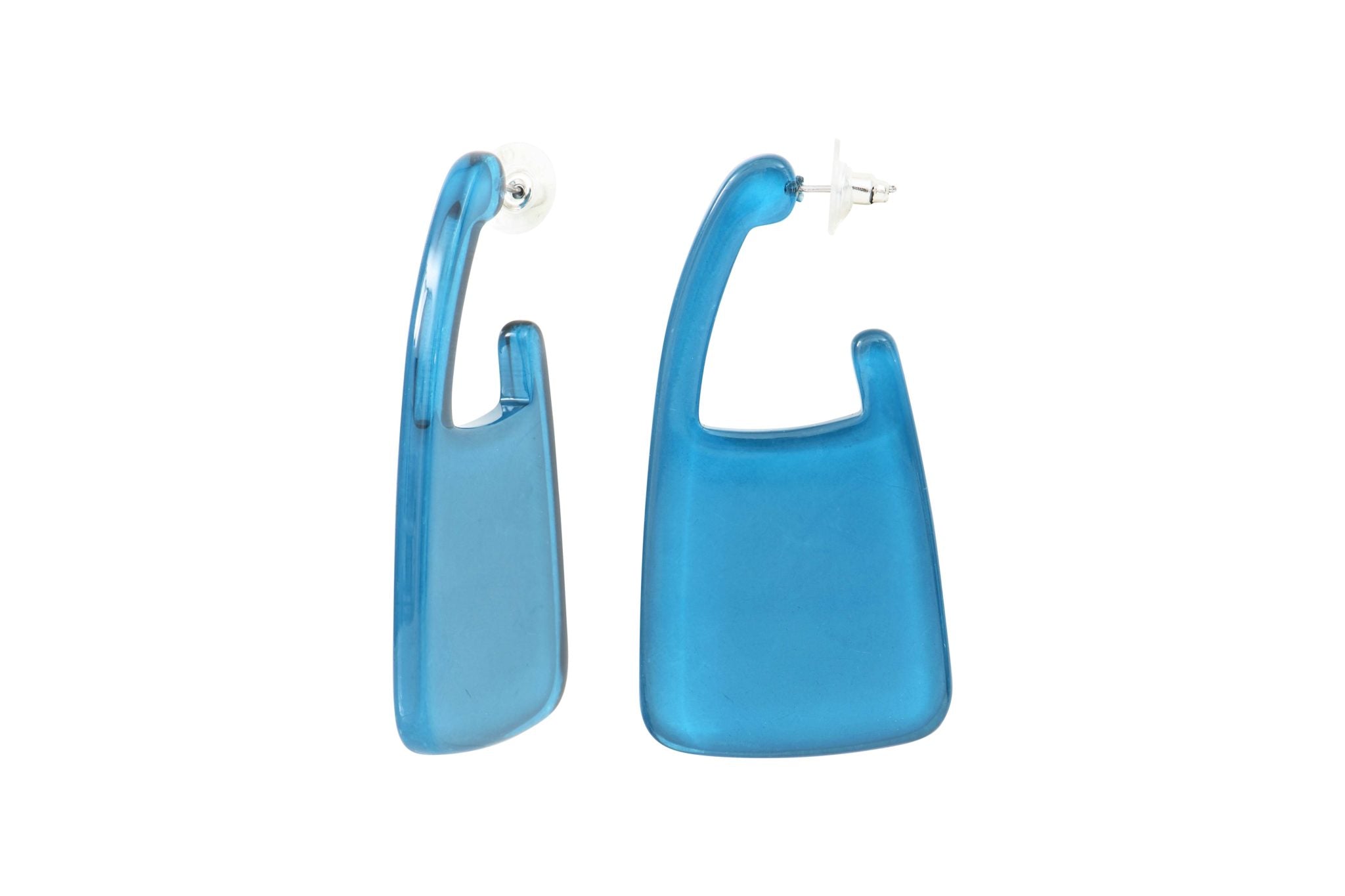 Boucles d'Oreilles acier acétate bleu pétrole
