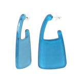 Boucles d'Oreilles acier acétate bleu pétrole