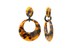Tortoiseshell acetate steel earrings