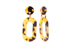 Tortoiseshell acetate steel earrings