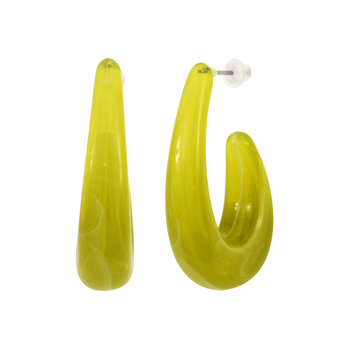 Green Acetate Steel Hoop Earrings
