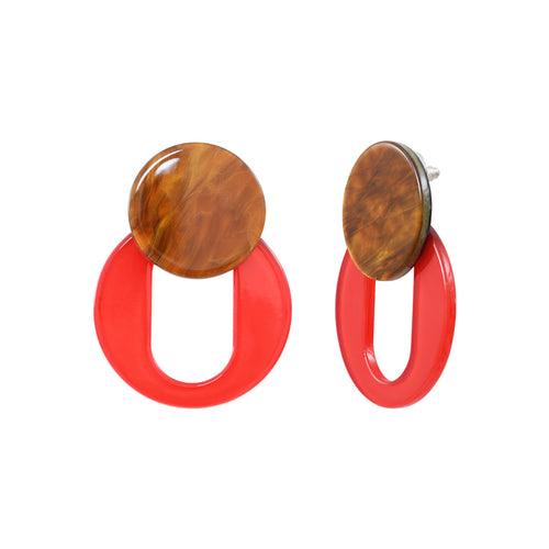 Red honey acetate steel earrings