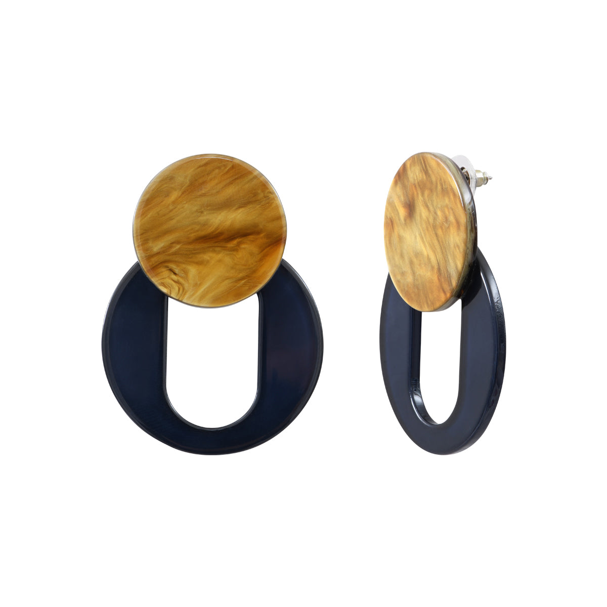 Boucles d'Oreilles acier acétate miel marine