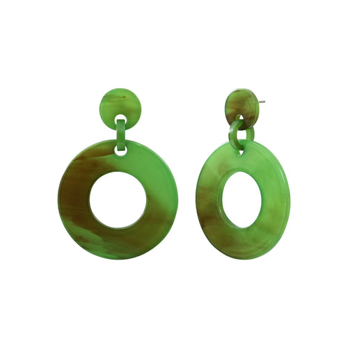 Medium Green Acetate Steel Earrings