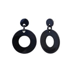 Round Black Acetate Steel Earrings