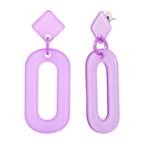 Boucles d'Oreilles Ovales acier acétate mauve