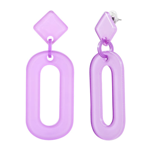 Oval purple acetate steel earrings