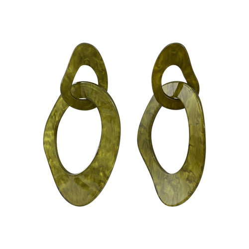 Green acetate steel earrings