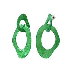 Boucles d'oreilles acier acétate vert forêt