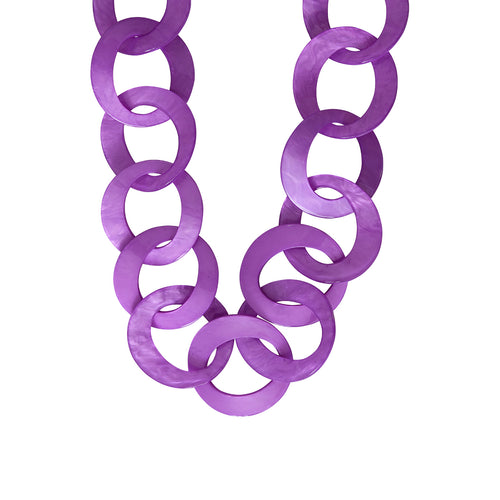 Seventies Acetate Necklace with Round Links Mauve