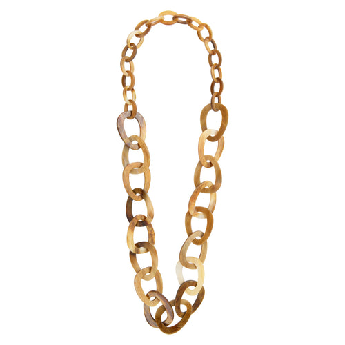 Seventies golden amber acetate long necklace