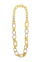 Seventies long necklace Acrylic gold metal Honey acetate