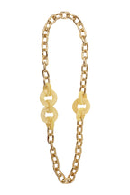 Seventies long necklace Acrylic gold metal Honey acetate