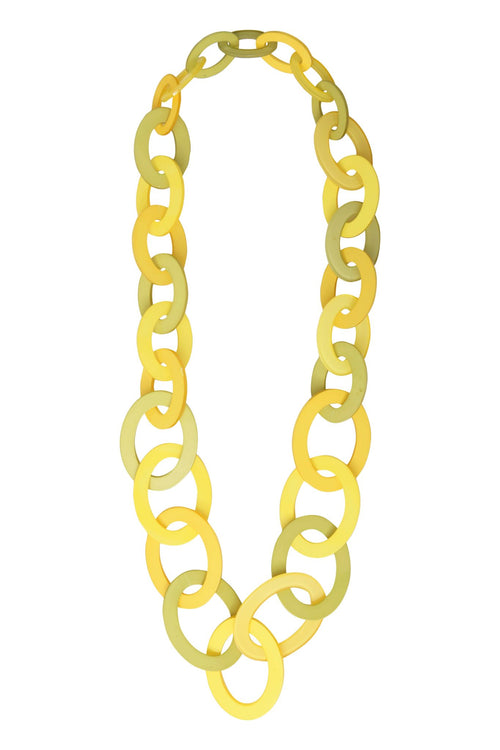 Seventies long necklace Pale yellow green acetate
