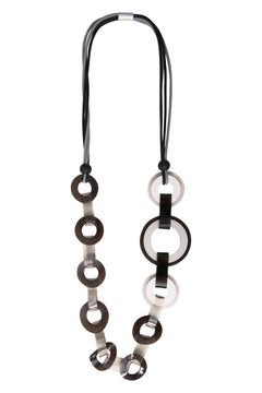 Seventies long necklace rubber metal pvc