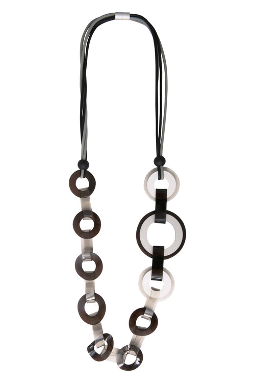 Seventies long necklace rubber metal pvc