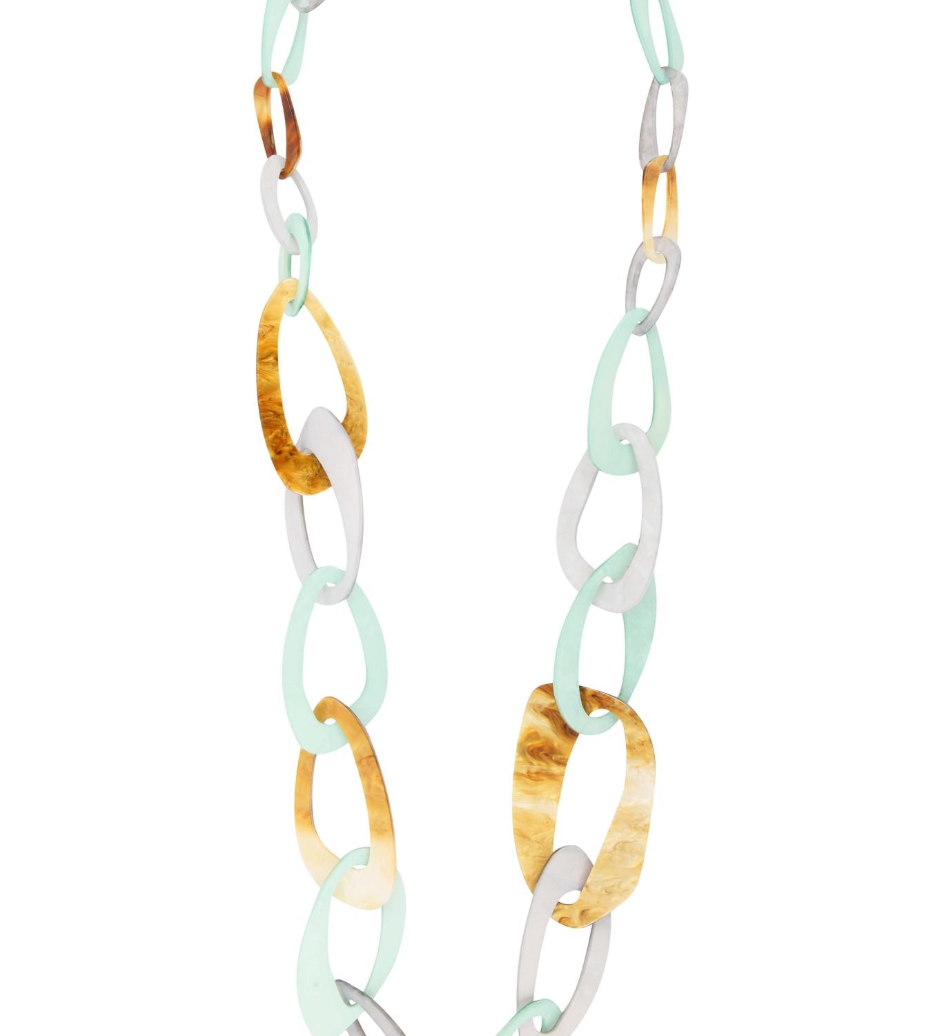 Sautoir Seventies Acétate turquoise gris ambre