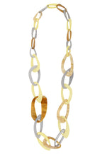 Seventies long necklace Acetate gray yellow amber