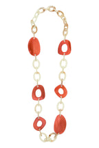 Seventies long necklace Raspberry beige acetate