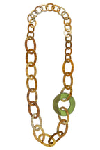 Seventies necklace Dark green amber acetate
