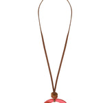 Sautoir-Collier Seventies Acétate rose + alcantara