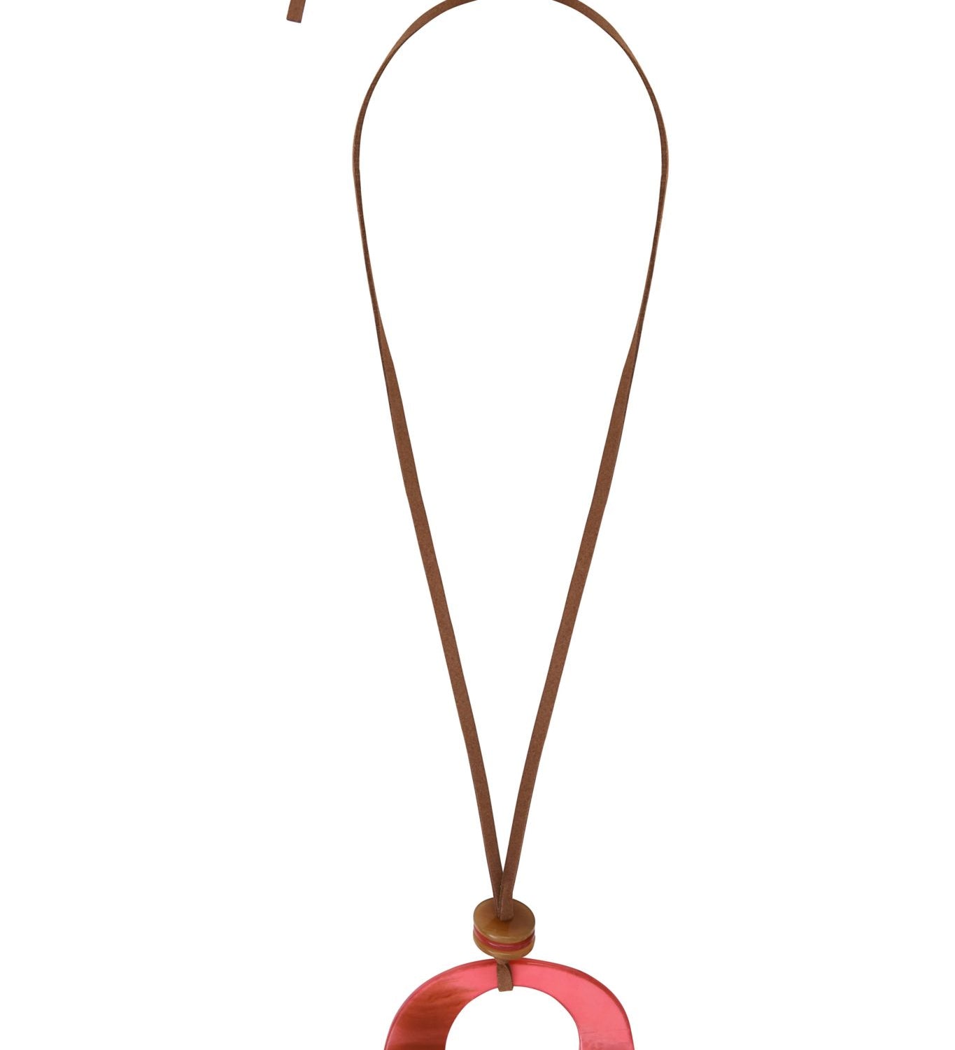 Sautoir-Collier Seventies Acétate rose + alcantara