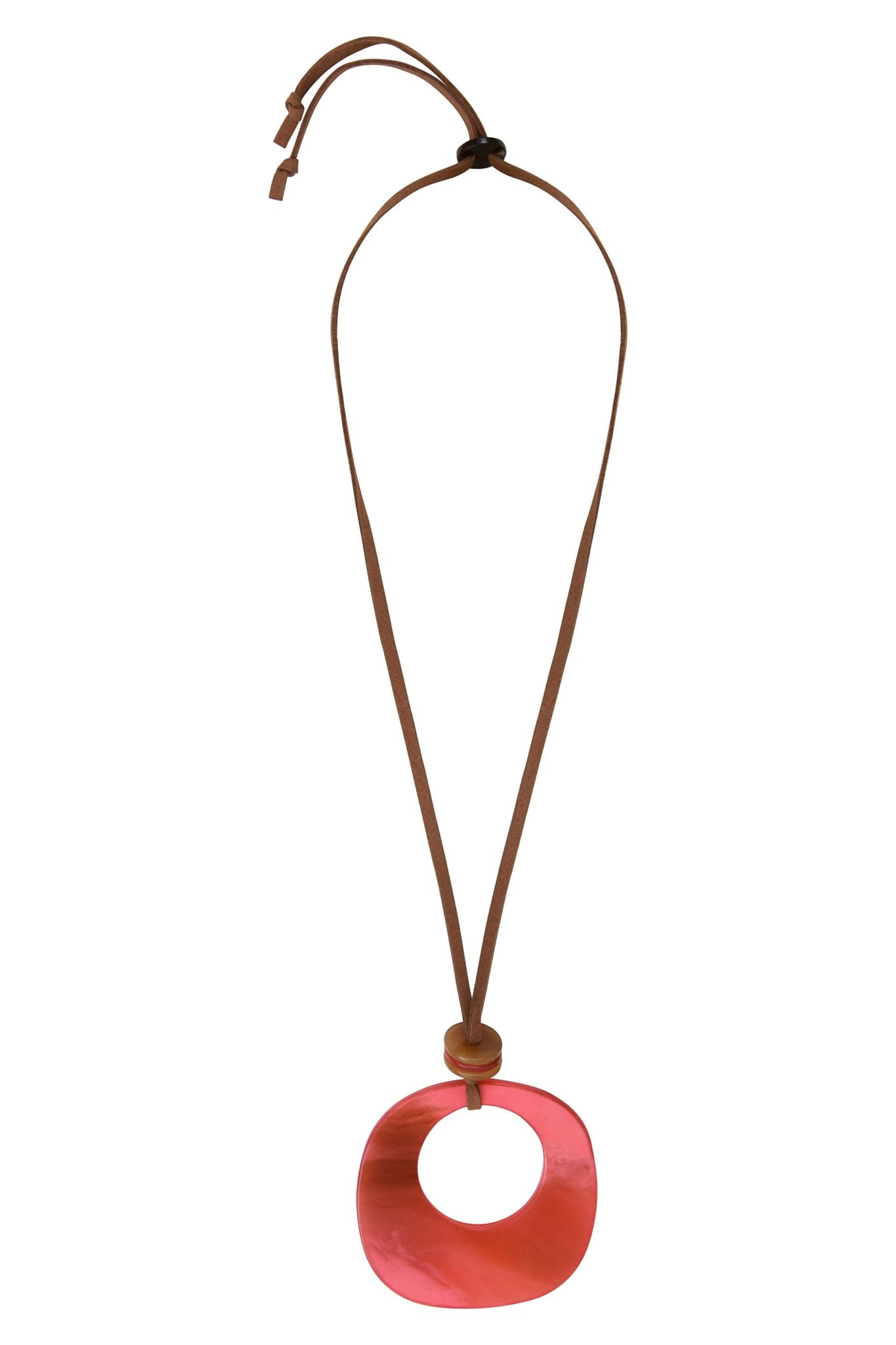 Sautoir-Collier Seventies Acétate rose + alcantara