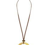 Sautoir-Collier Seventies Acétate jaune + alcantara