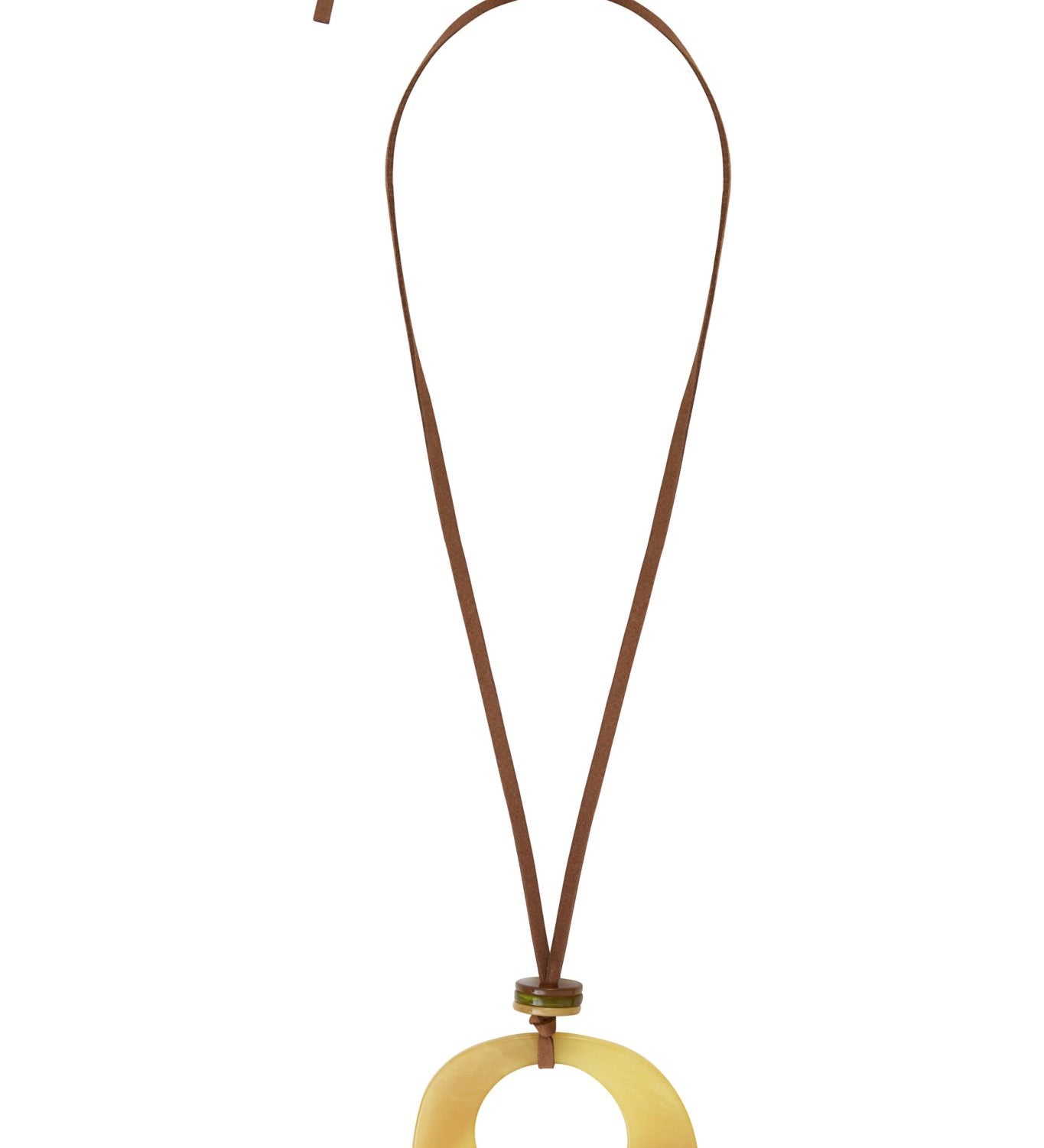 Sautoir-Collier Seventies Acétate jaune + alcantara