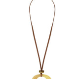 Sautoir-Collier Seventies Acétate jaune + alcantara