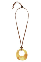 Sautoir-Collier Seventies Acétate jaune + alcantara