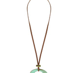Sautoir-Collier Seventies Acétate turquoise vert + alcantara