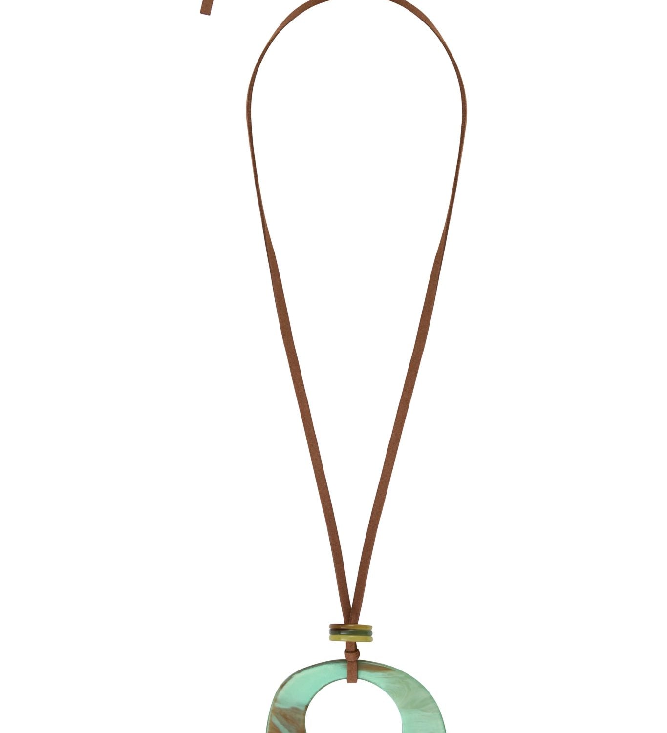Sautoir-Collier Seventies Acétate turquoise vert + alcantara
