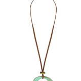 Sautoir-Collier Seventies Acétate turquoise vert + alcantara