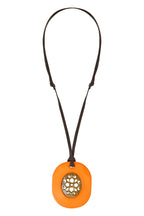 Seventies Long Necklace Amber Orange Acetate + Waxed Cotton