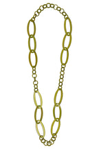 Seventies olive green acetate long necklace