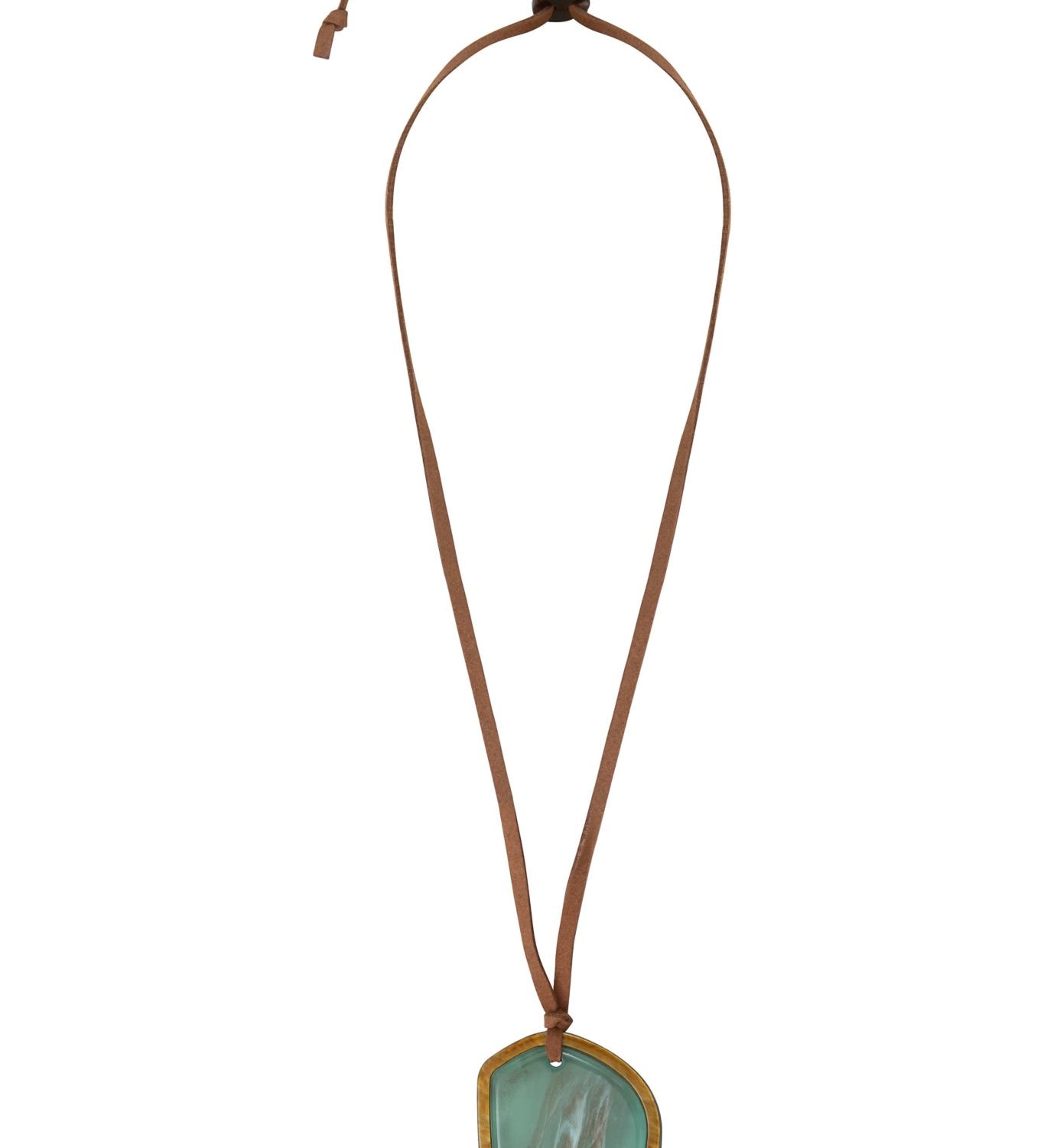 Sautoir-Collier Seventies Acétate Bleu ambre alacantara