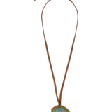 Sautoir-Collier Seventies Acétate Bleu ambre alacantara