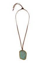 Long Necklace-Necklace Seventies Acetate Amber Blue Alacantara