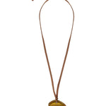 Sautoir-Collier Seventies Acétate jaune ambre alcantara