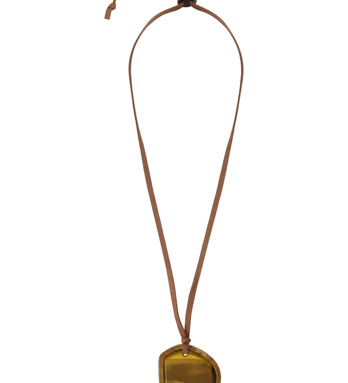 Sautoir-Collier Seventies Acétate jaune ambre alcantara