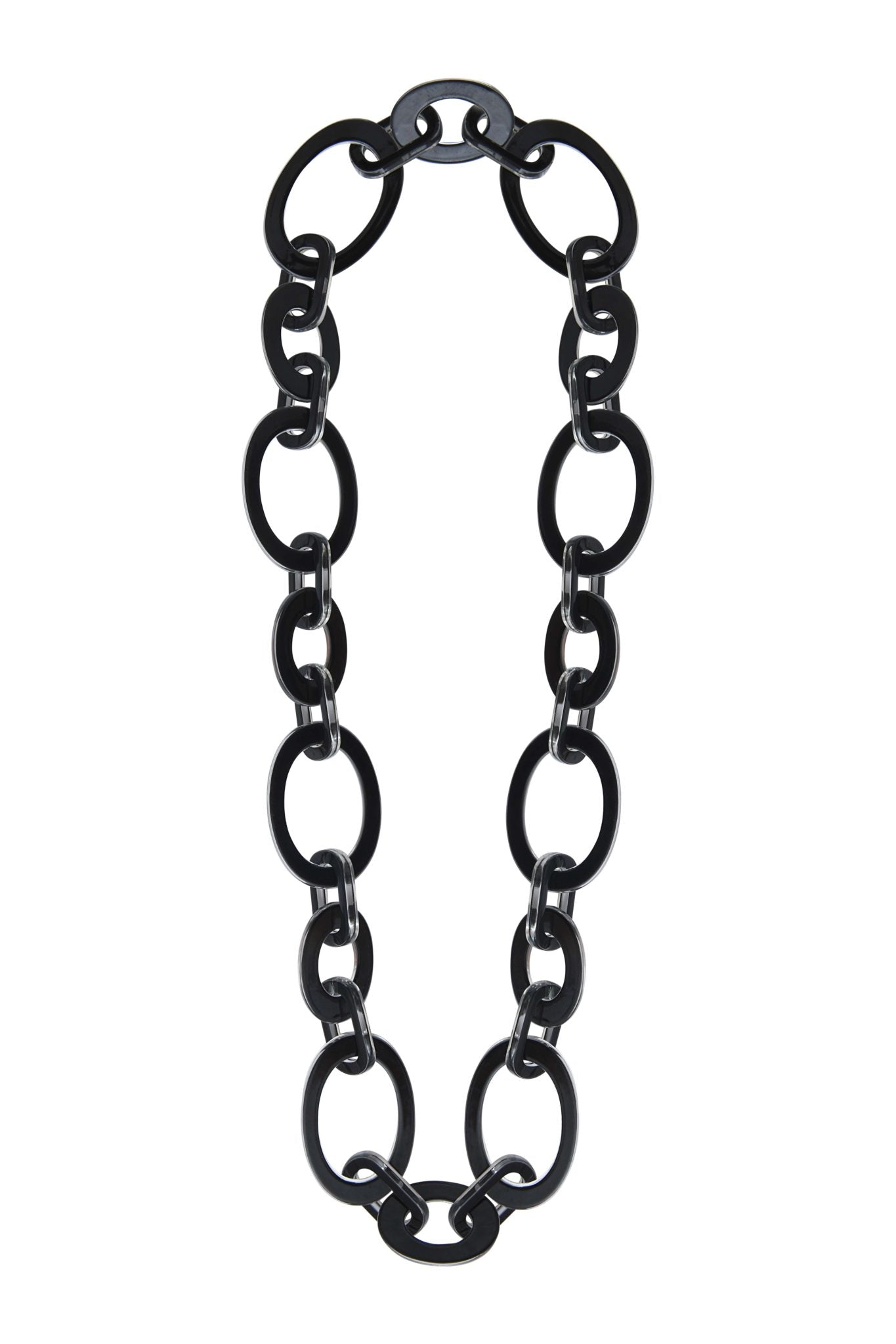 Sautoir Seventies plexiglas transparent laque noire