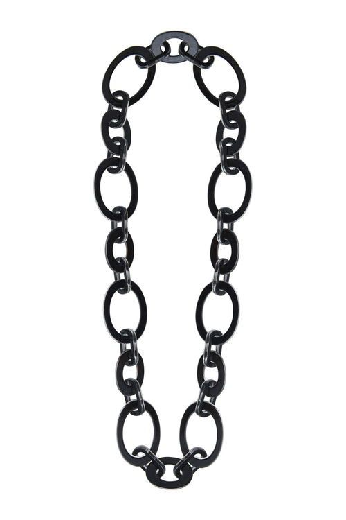 Seventies long necklace transparent plexiglass black lacquer